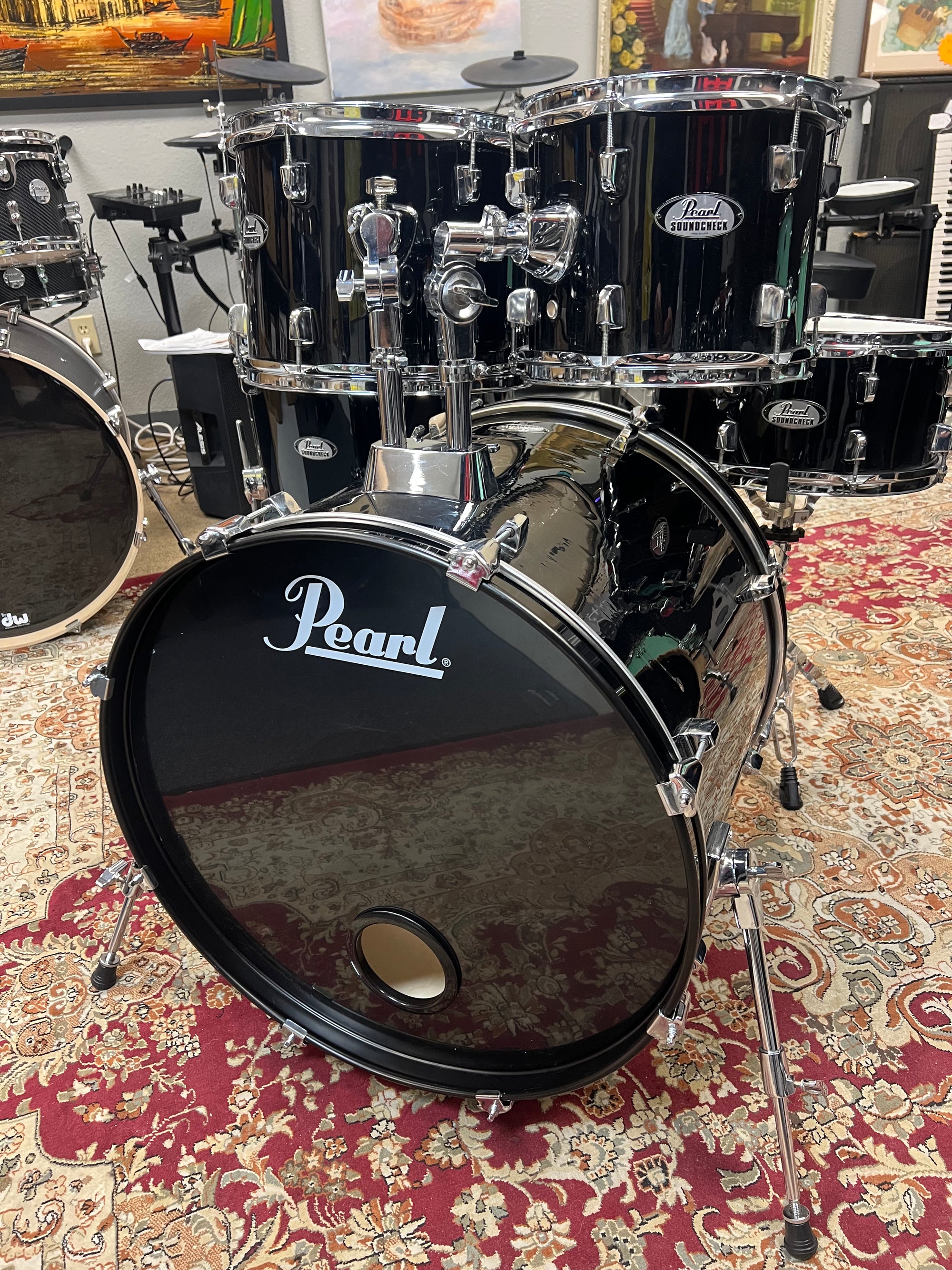 Pearl Soundcheck 5pc Black Wrap Drum Set