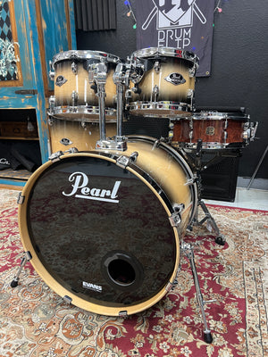 Pearl Export 5pc Lacquer Natural To Black Burst Drum Set