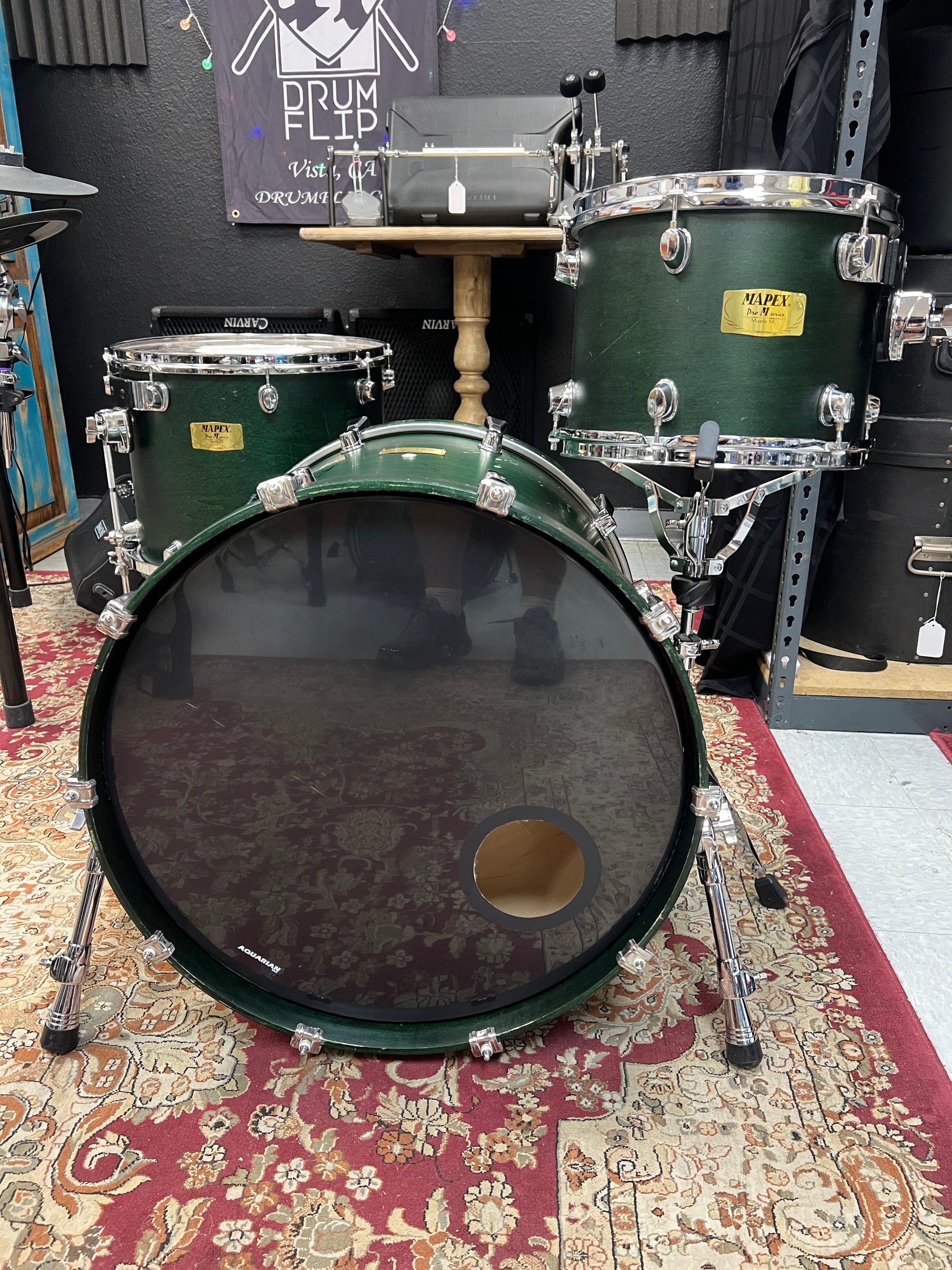 Mapex Dark Green Maple Drum Set