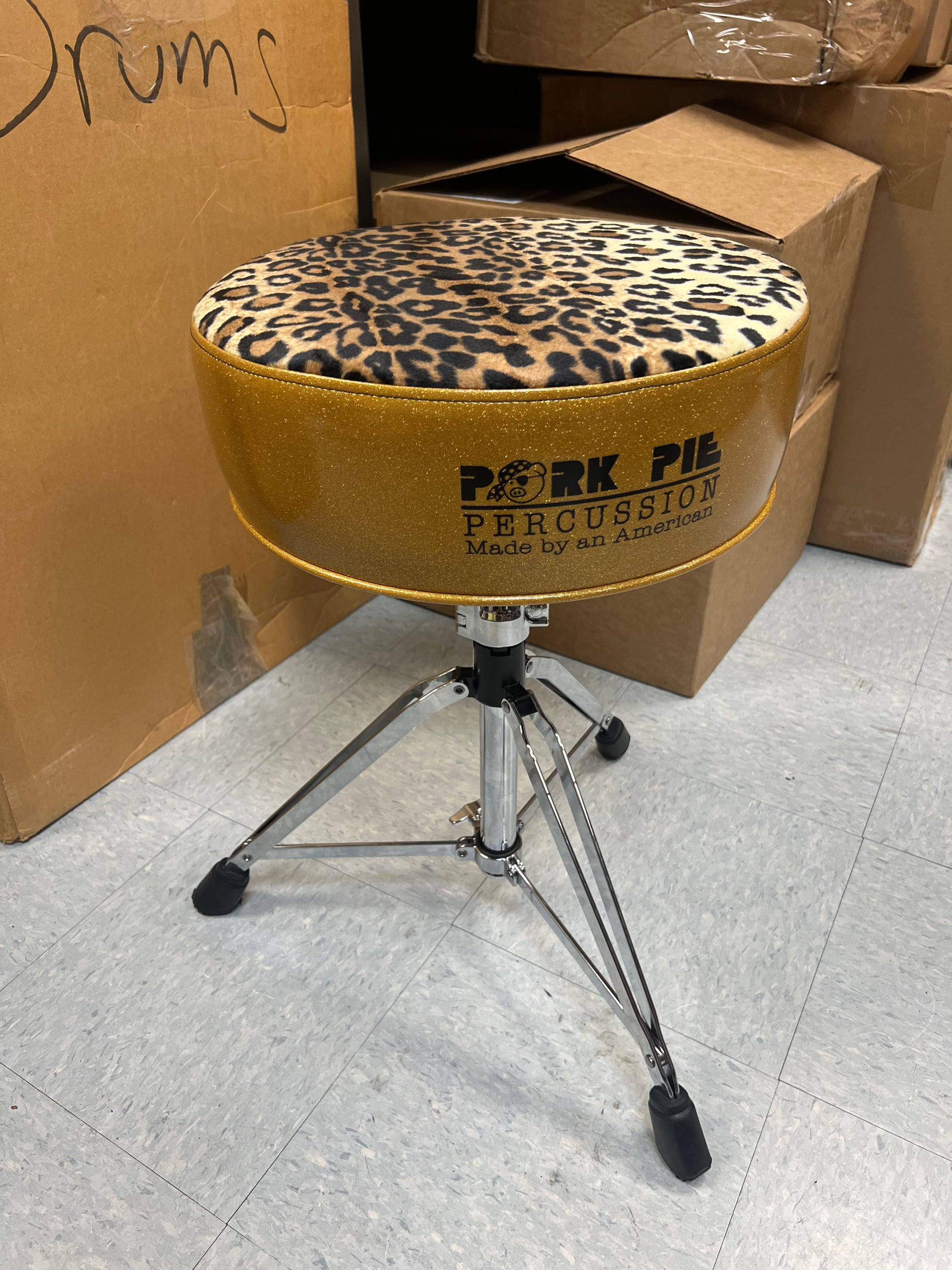 Pork Pie Leopard Print Drum Throne