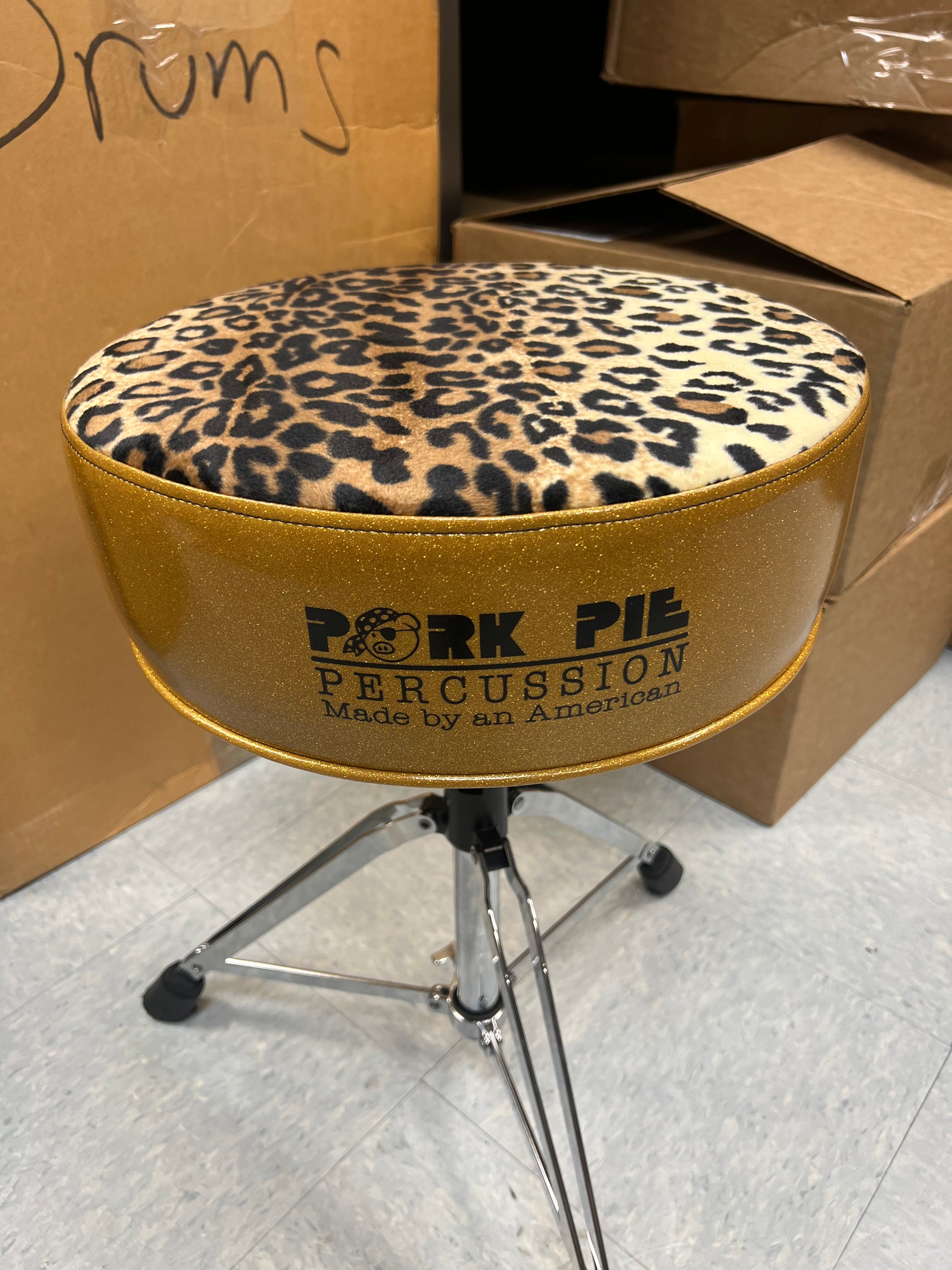 Pork Pie Leopard Print Drum Throne