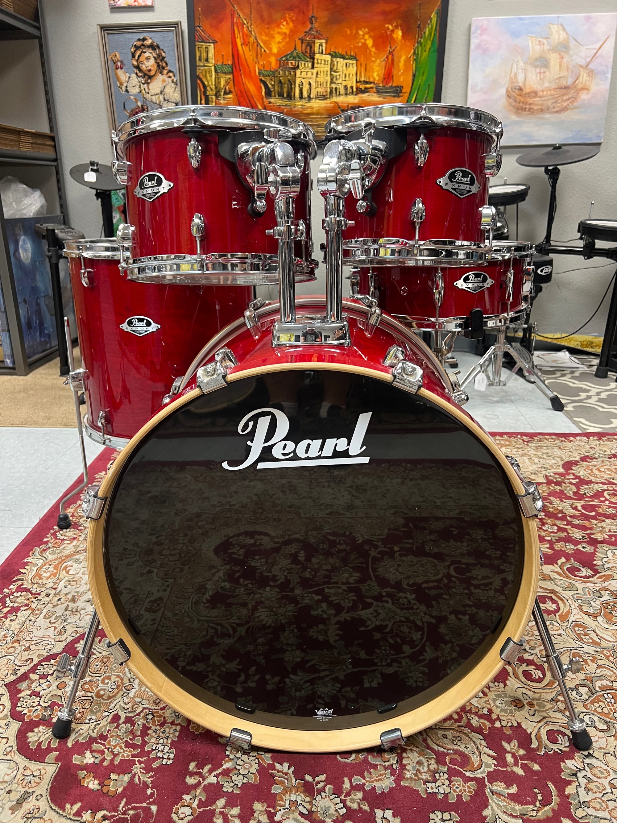 Pearl Export 5pc Red Drum Set