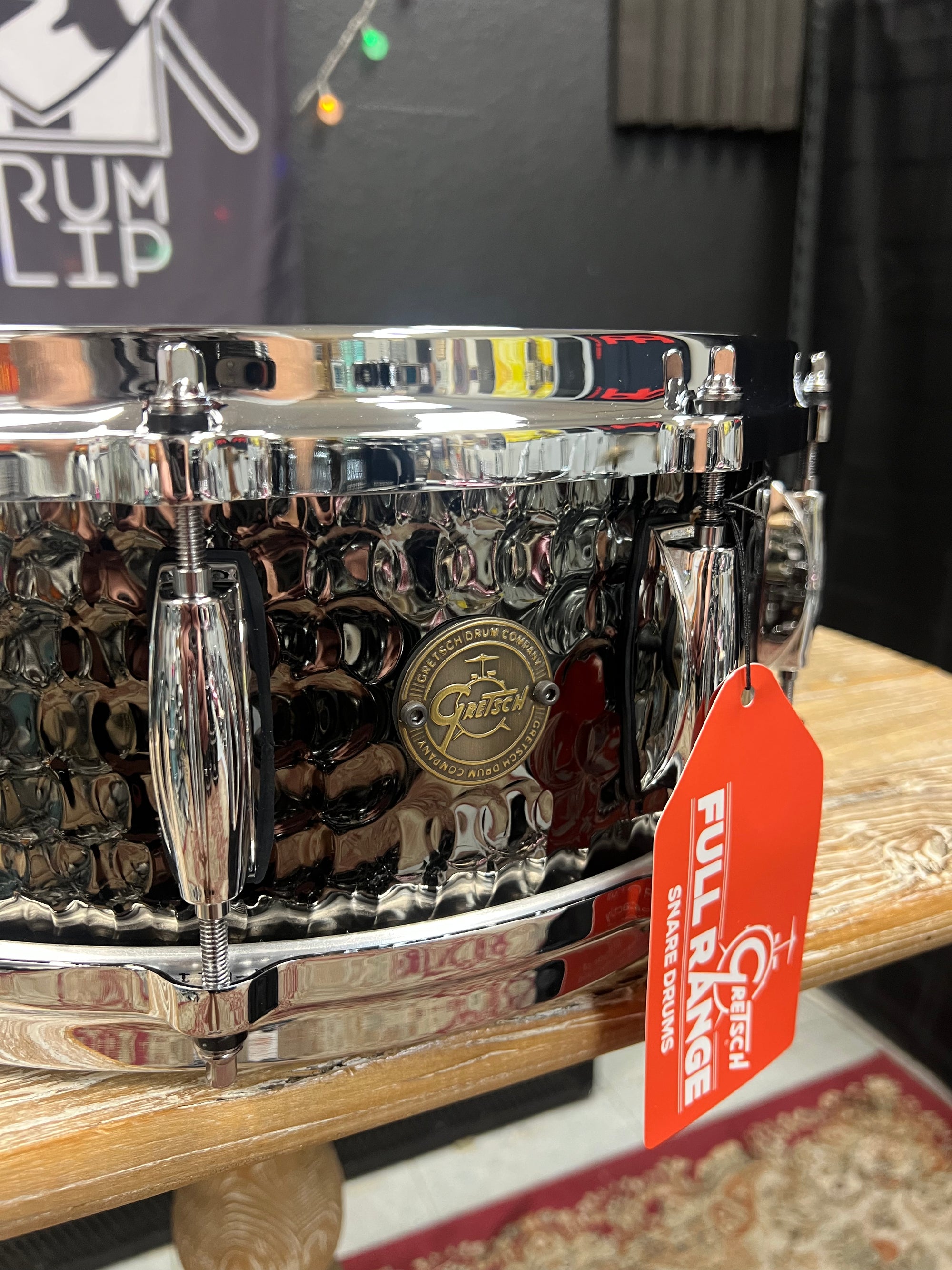 Gretsch Full Range Hammered Black Steel 14x5” Snare Drum