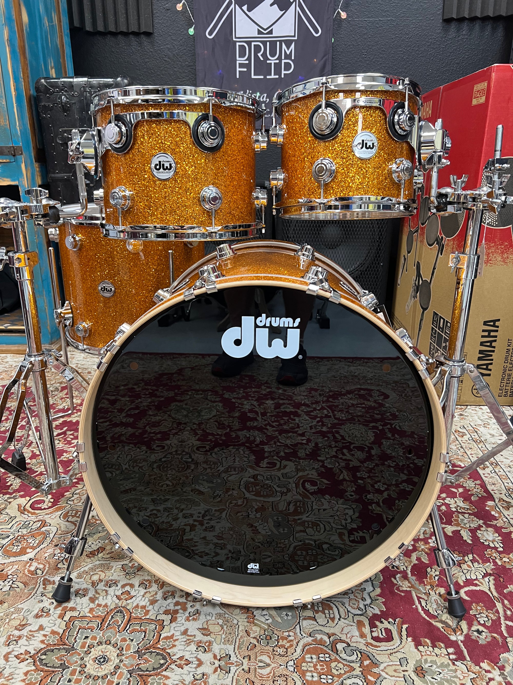 DW Collectors Burnt Orange Glass 4pc Drum Set