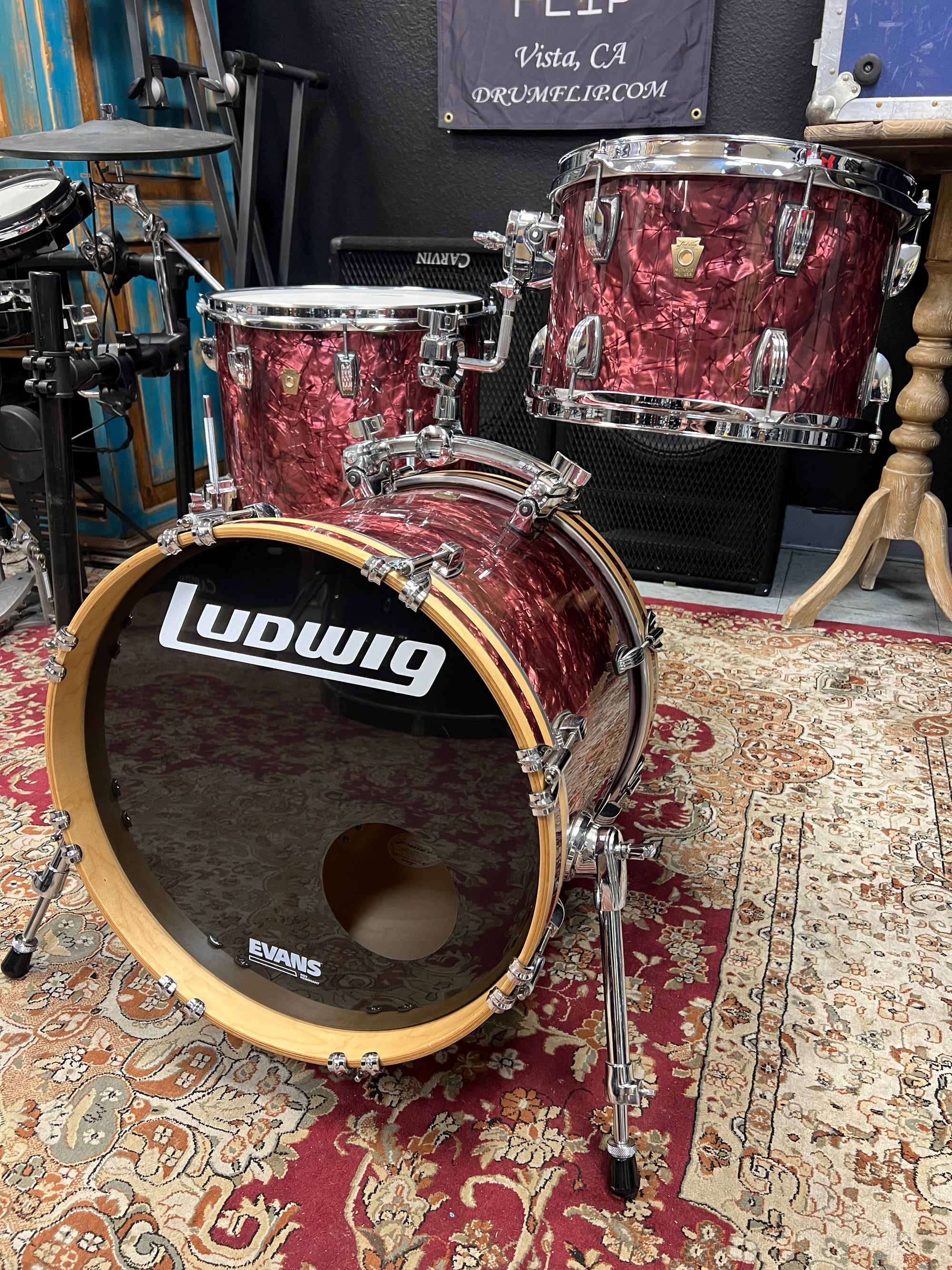 Ludwig Classic Maple Jazzette Burgundy Pearl 18,14,12