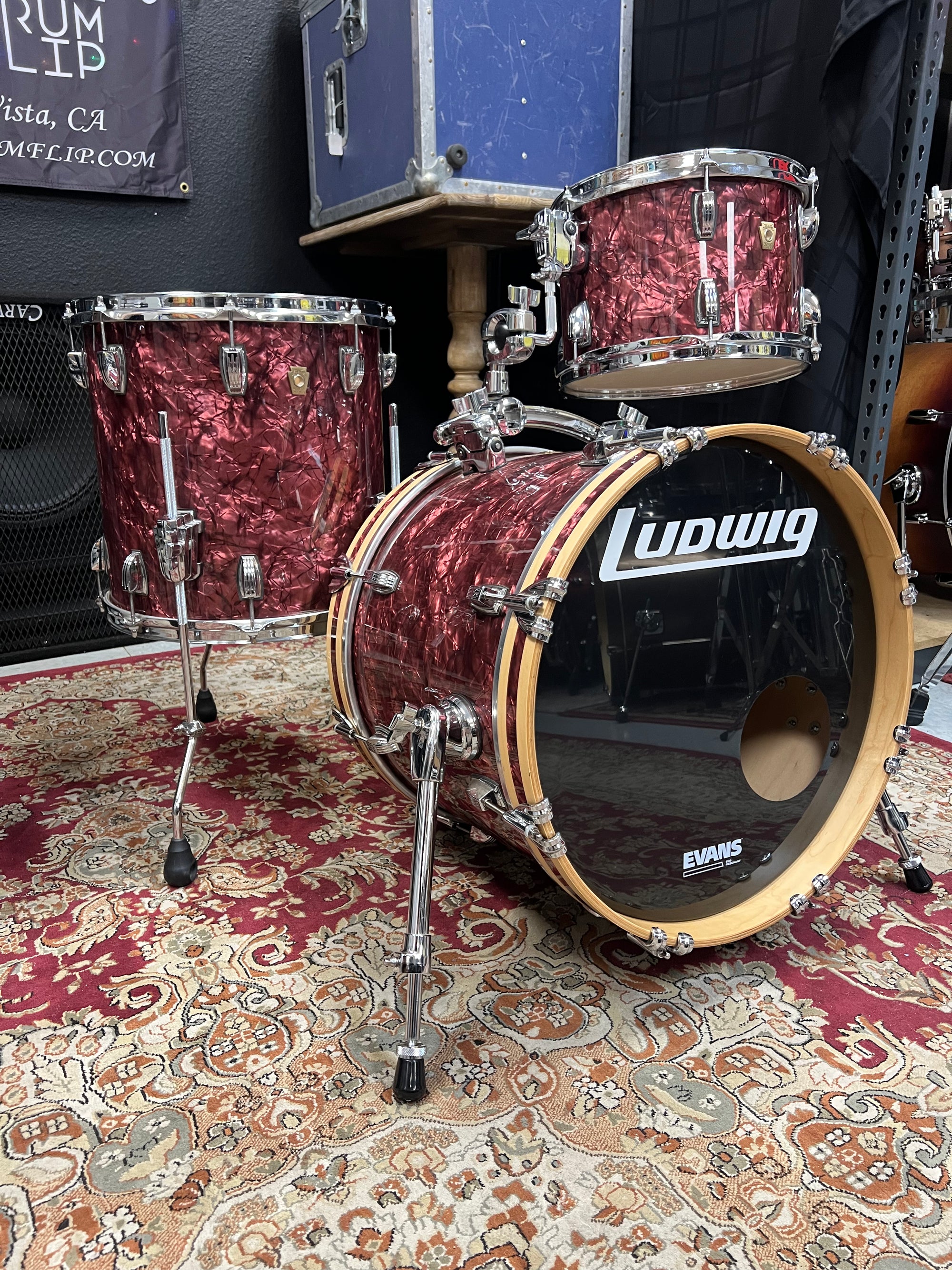 Ludwig Classic Maple Jazzette Burgundy Pearl 18,14,12