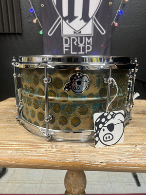 Pork Pie 13x7” Bubble Patina Brass Snare Drum