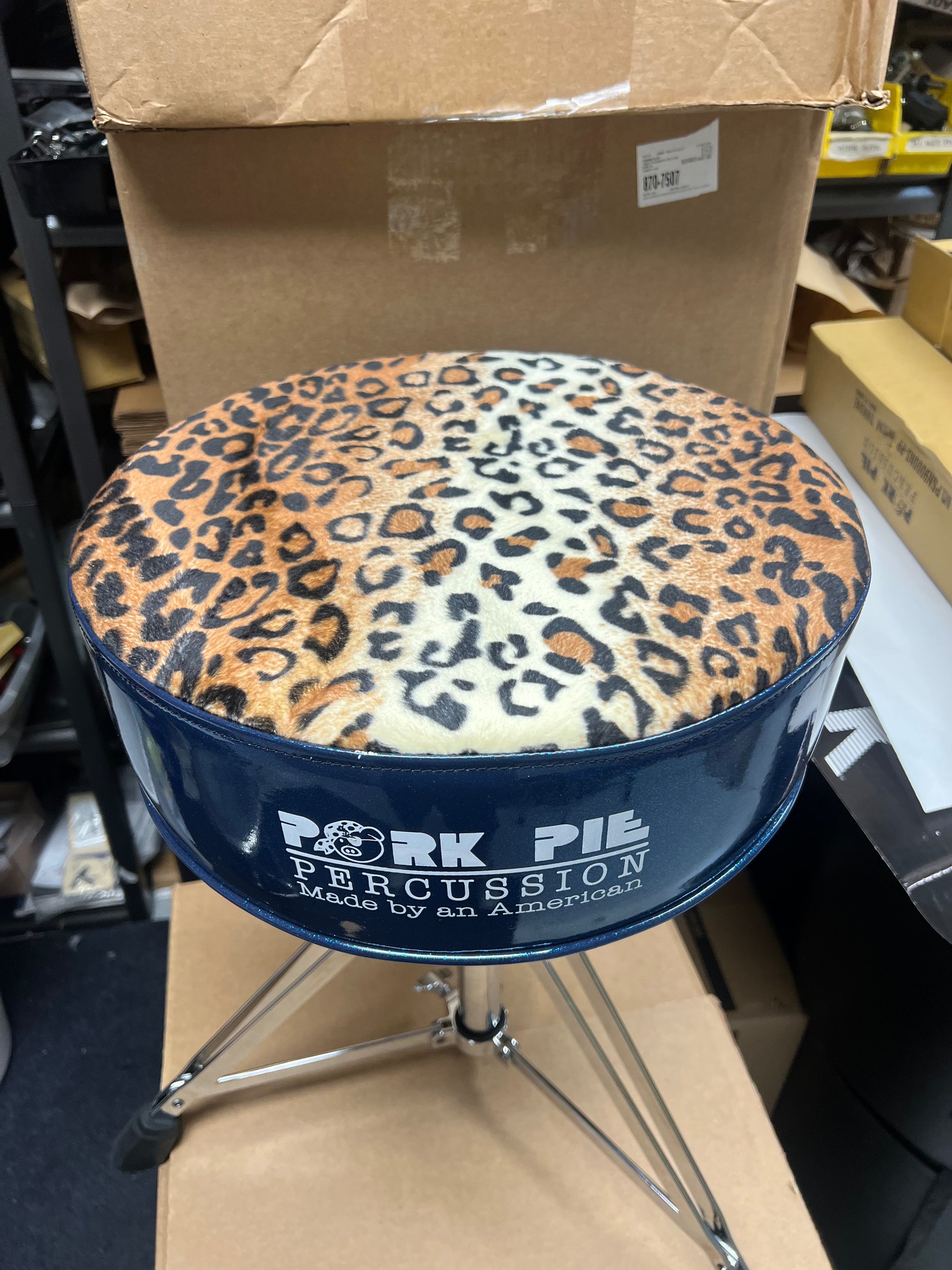 Pork Pie Dark Blue Sparkle With Leopard Top Throne