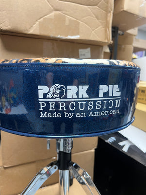 Pork Pie Dark Blue Sparkle With Leopard Top Throne
