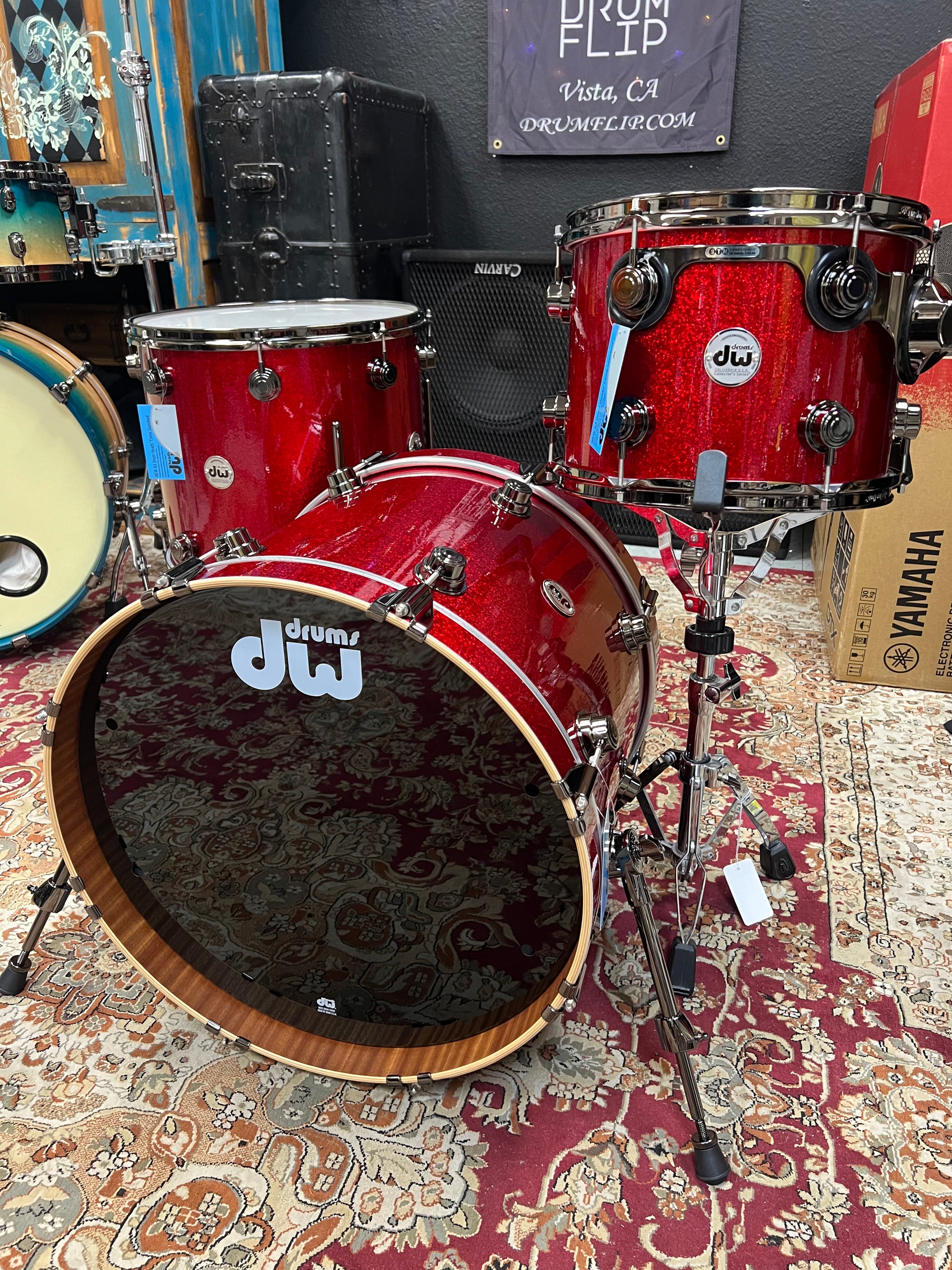 DW Collectors Red Sparkle 3pc Drum Set