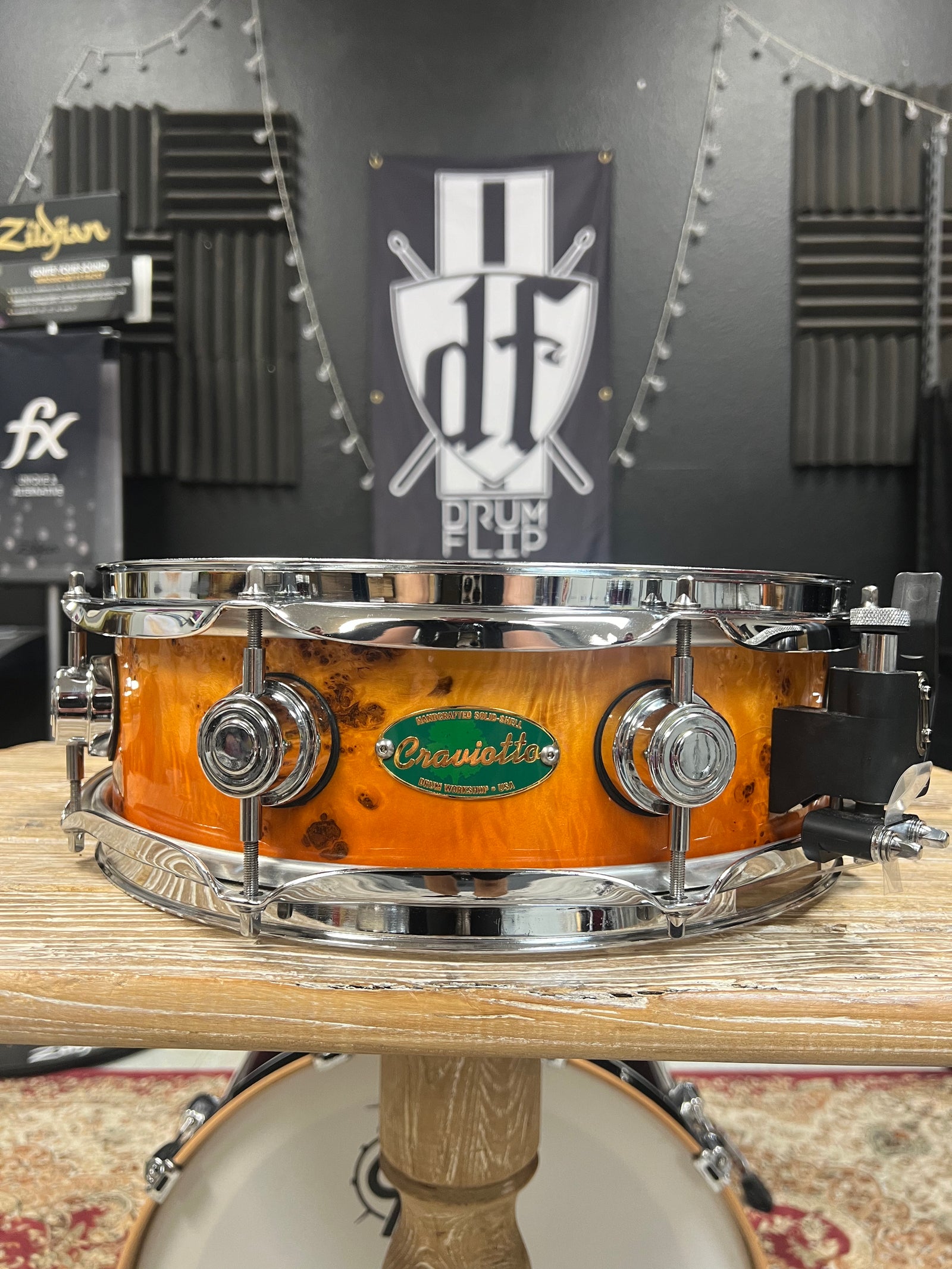 Drum Flip - $129 Pacific 14x5” hammered brass snare drum.