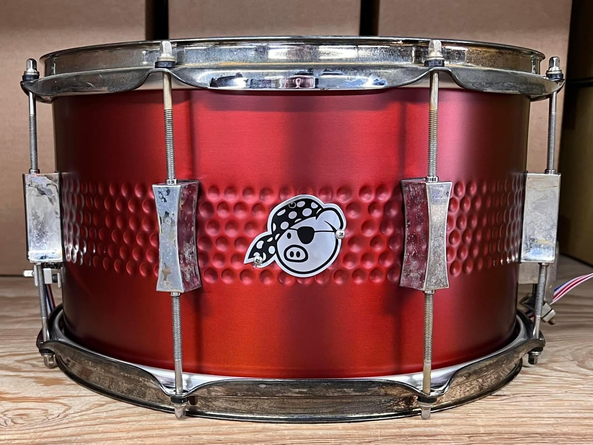 Pork Pie 14x8” Burnt Orange Hammered Steel Snare Drum