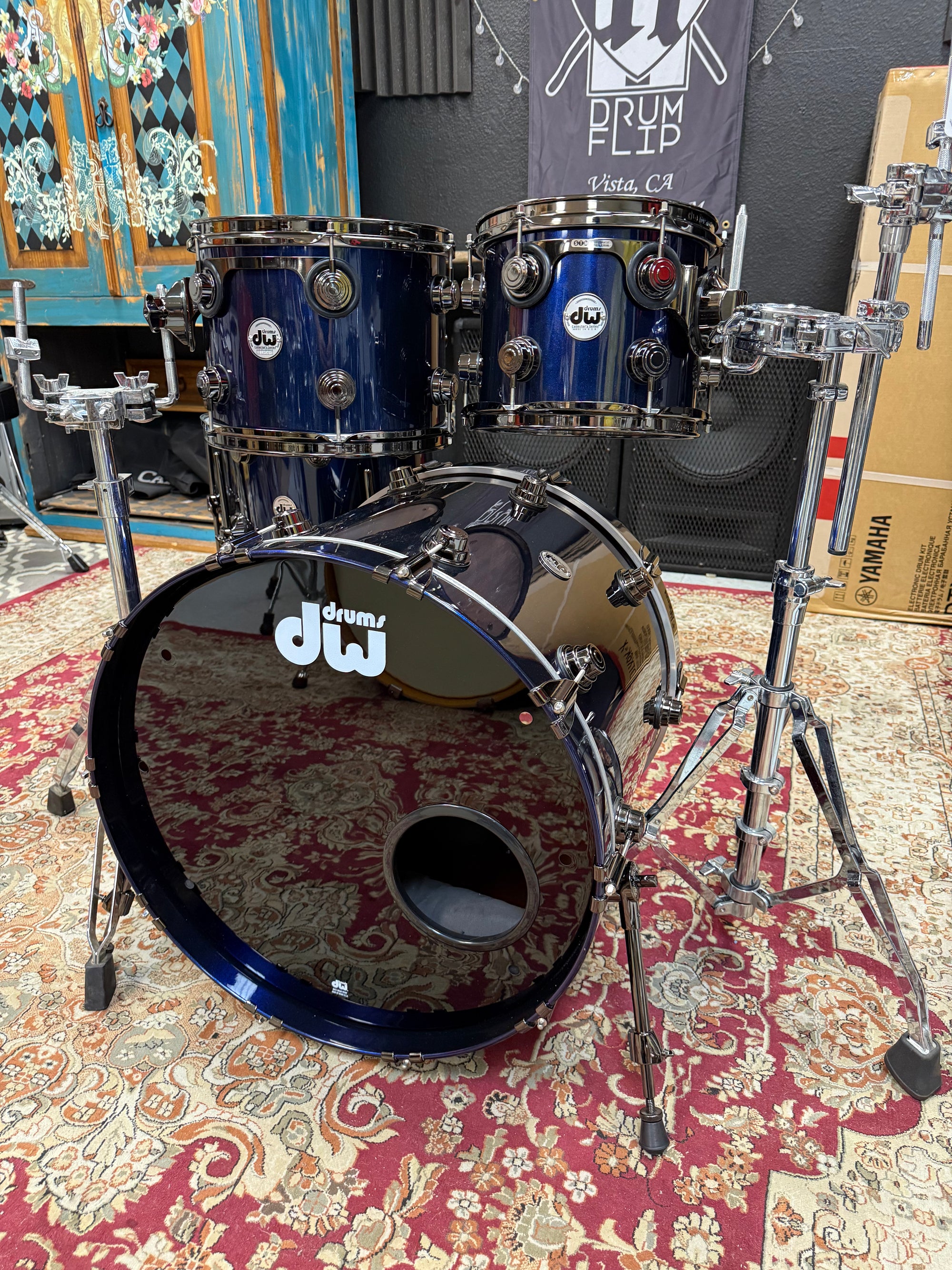 DW Collectors Cosmic Blue 5pc Maple/Mahogany Drum Set