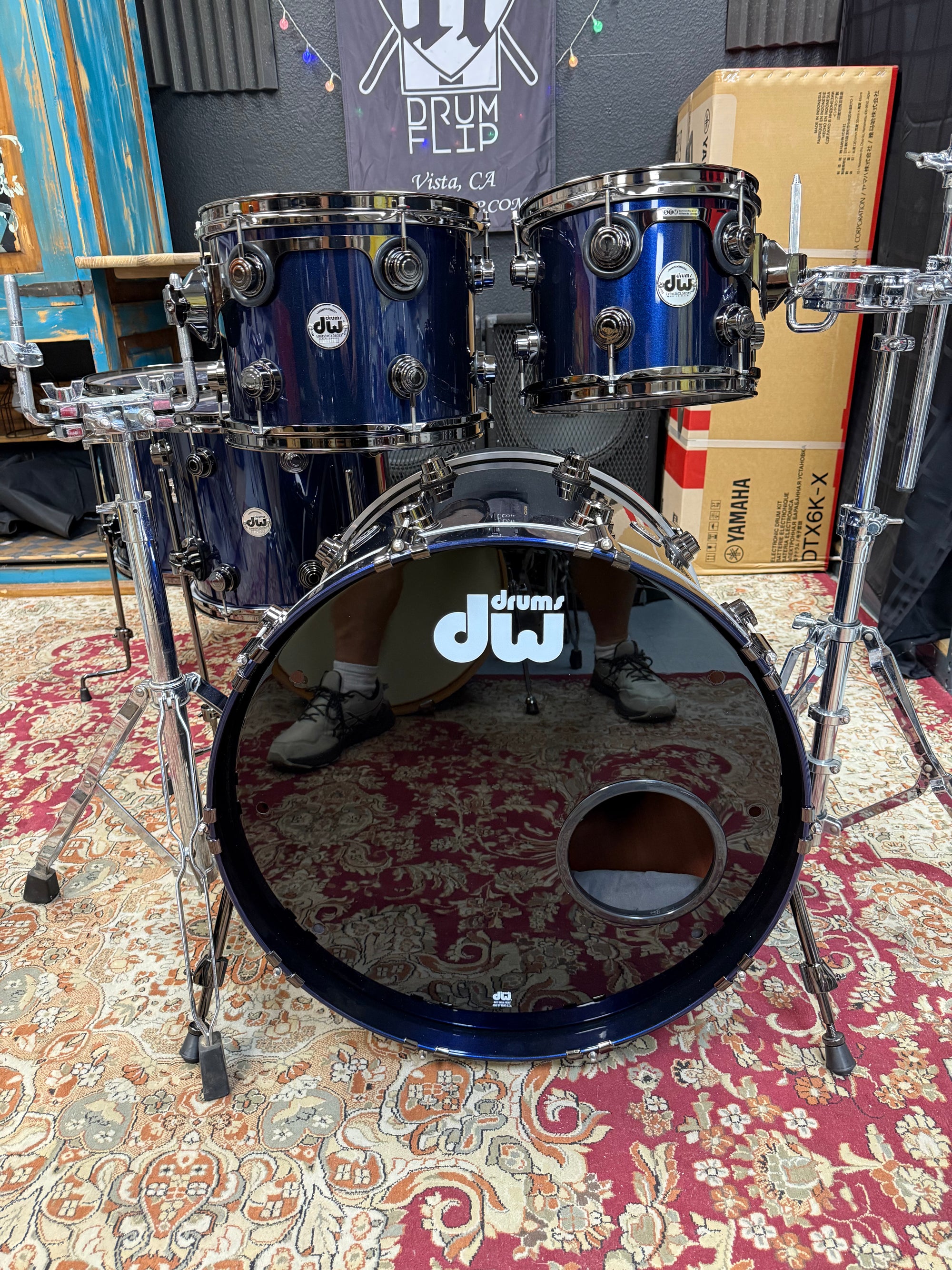 DW Collectors Cosmic Blue 5pc Maple/Mahogany Drum Set
