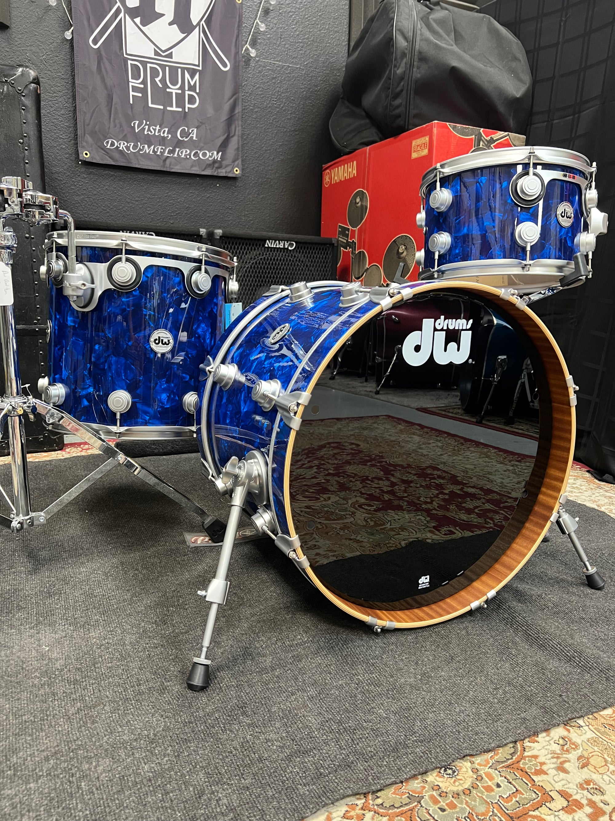 DW Collectors Blue Moonstone 3pc Drum Set