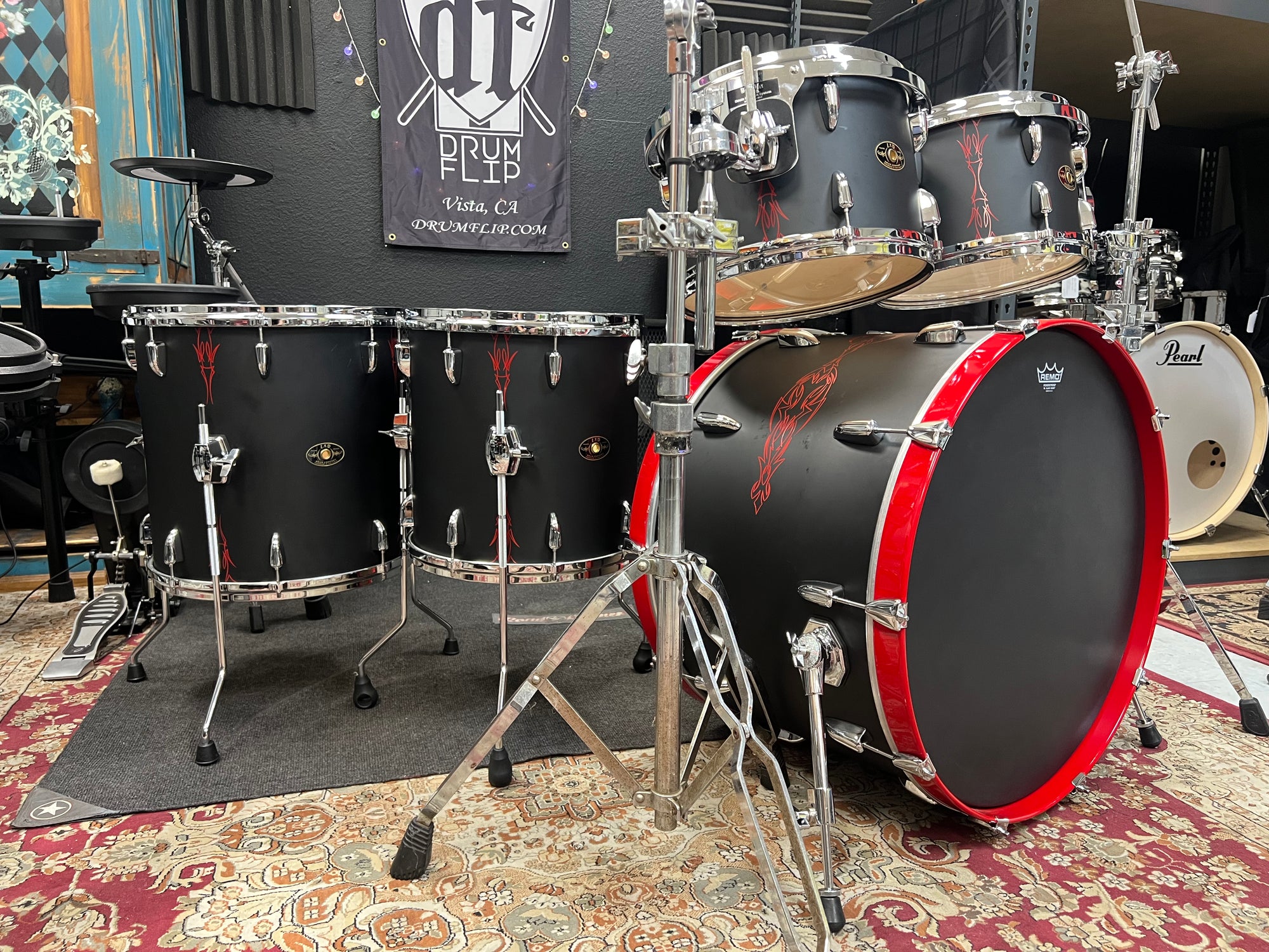 LTD Satin Black 5pc Drum Set