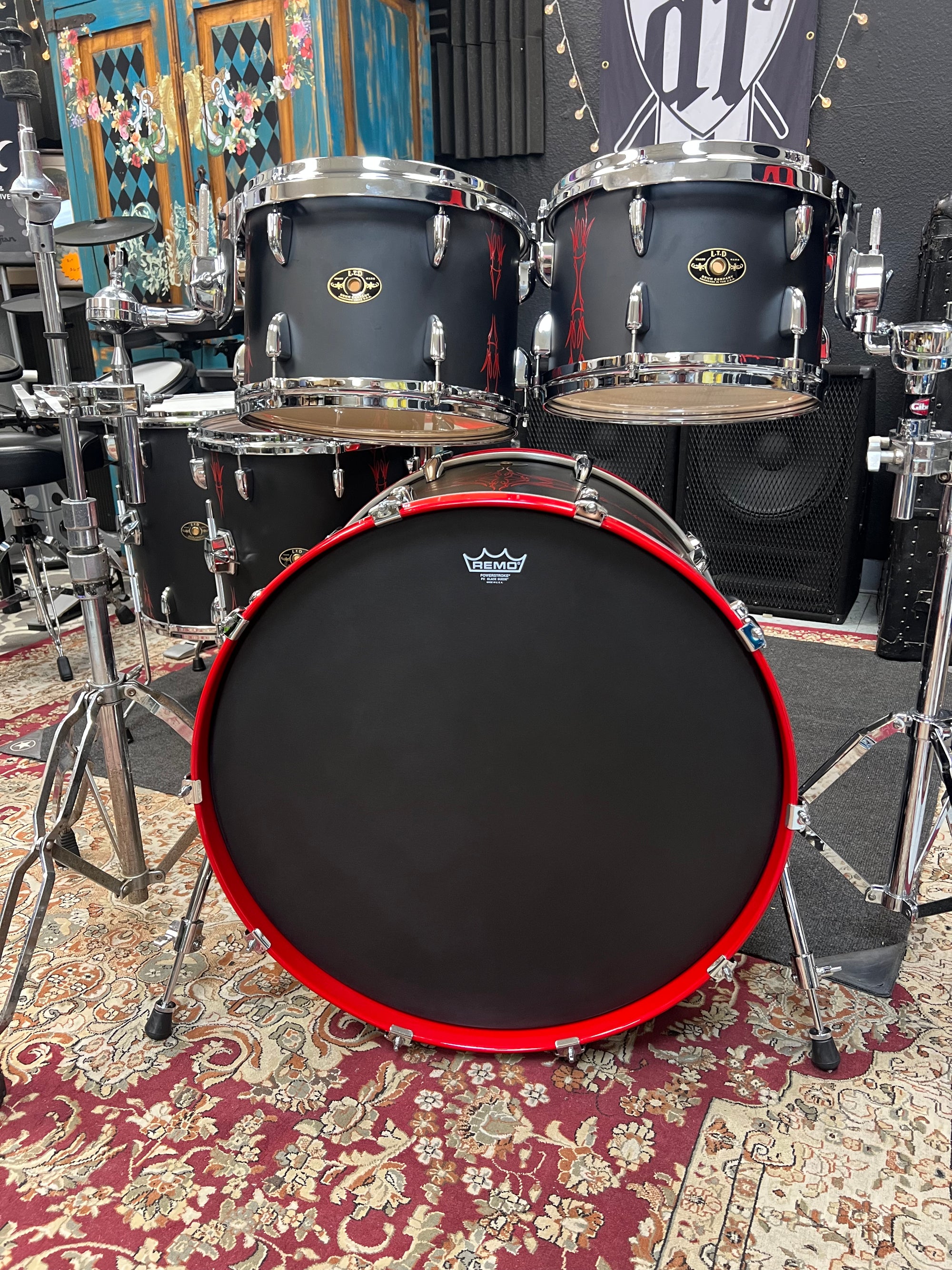 LTD Satin Black 5pc Drum Set