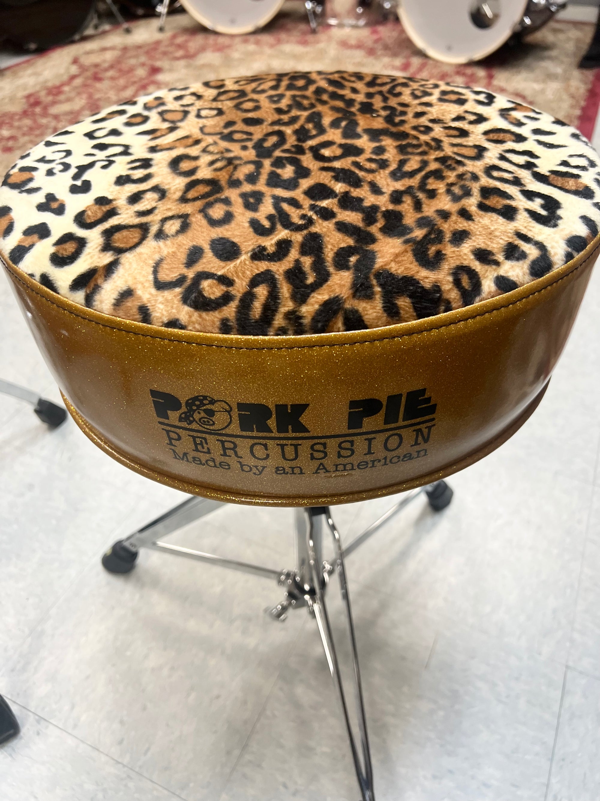 Pork Pie Leopard Print Drum Throne