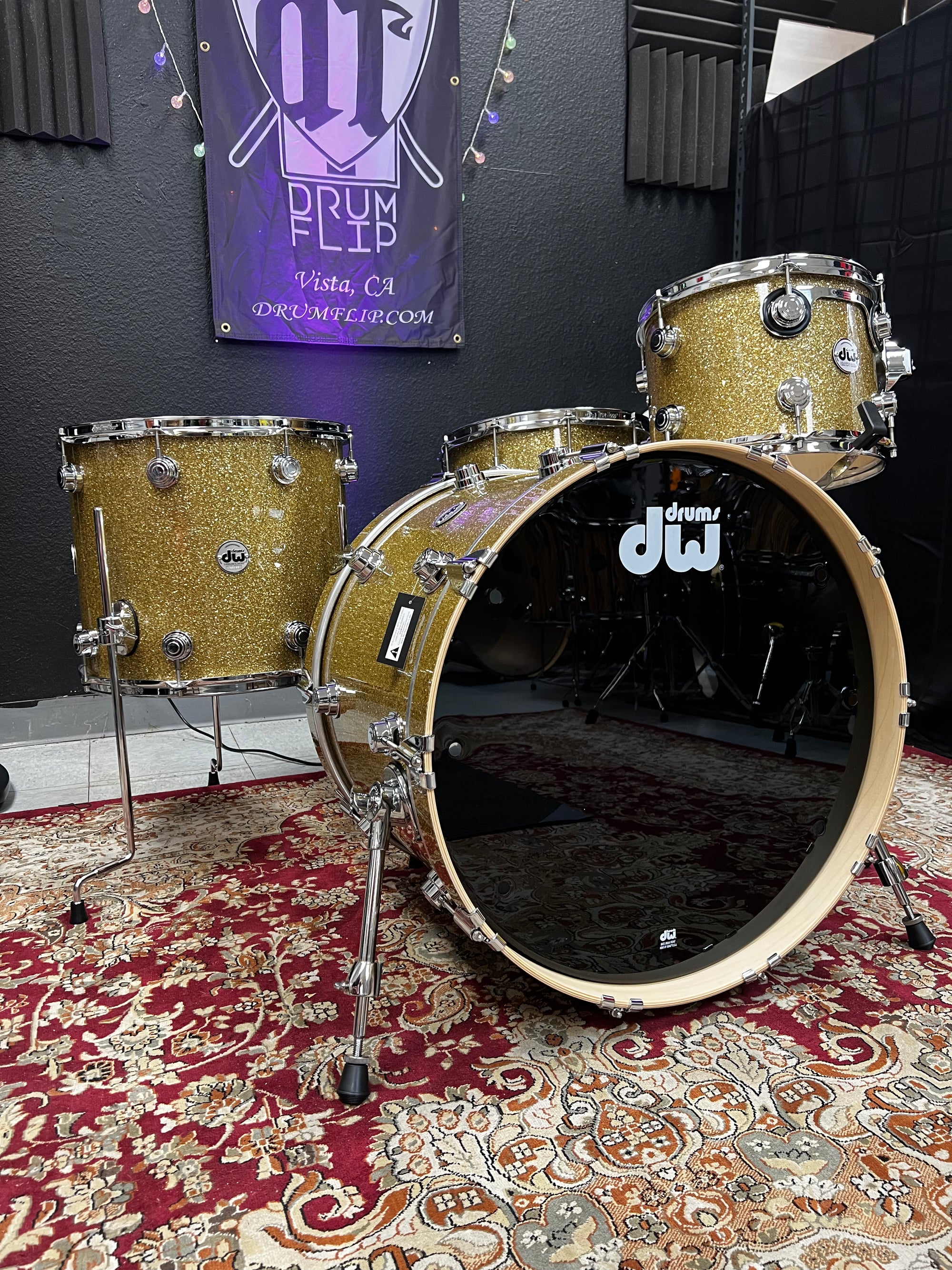 DW Collectors Pure Maple 4pc Gold Glass Drum Set